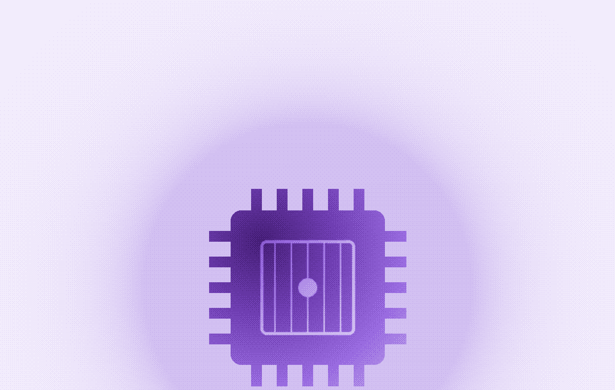 Dithered watercolor illustration of a microchip, representing an agent advertising its capabilities.
