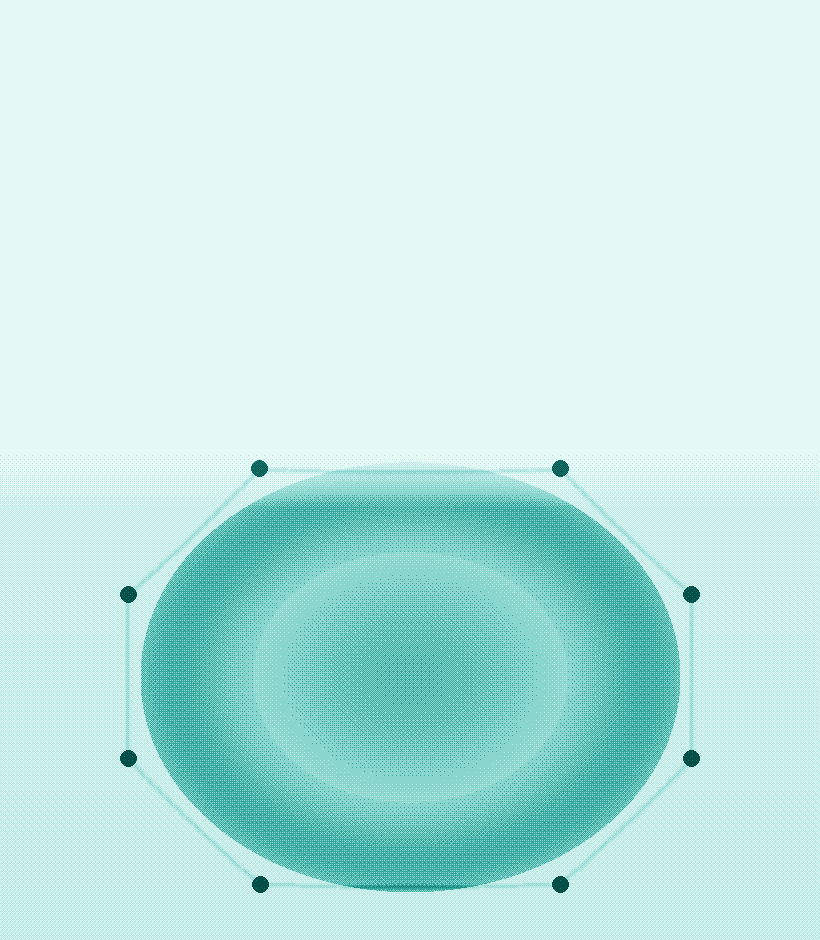 Dithered watercolor illustration of a stadium bowl ringed by meshed venue-service nodes.